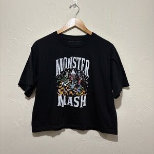 Bushel + A Peck black Monster Mash boxy cropped t-shirt (large)